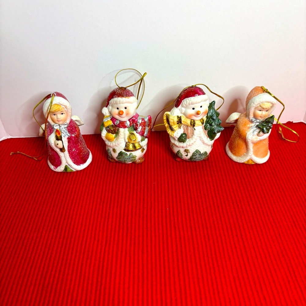 Vintage Holiday Style set of 4 Christmas Ornaments